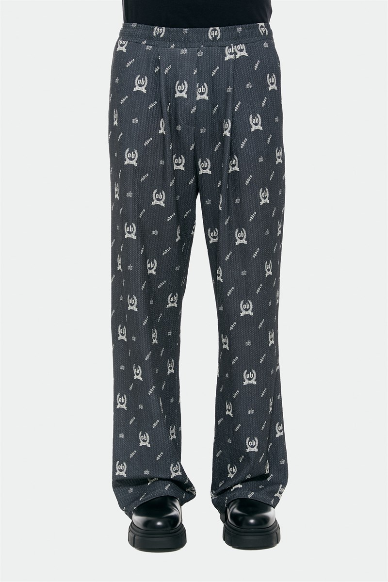 BAGGY STREET PYJAMA in anthracite gray with monogram print