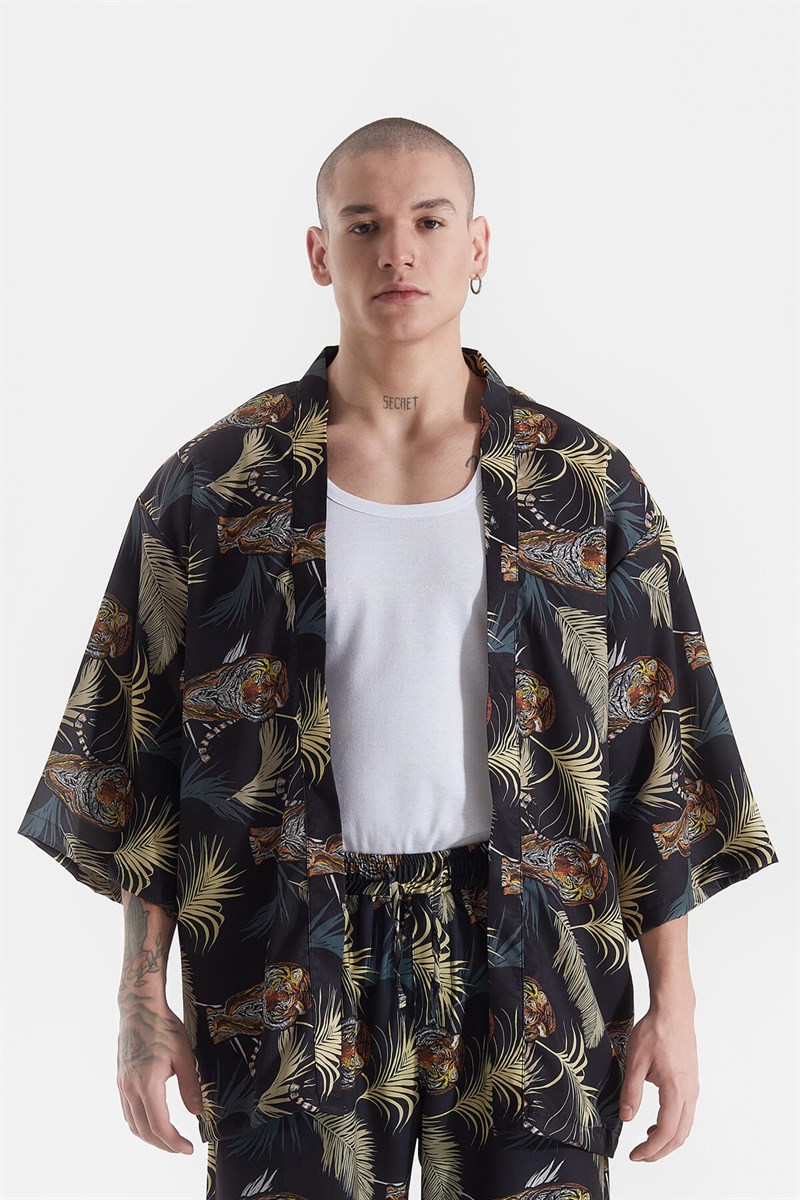 OHBRO Kaplan Allover Baskılı Kimono