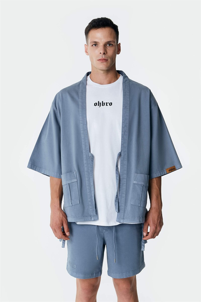 Mavi Kot Kimono Ceket