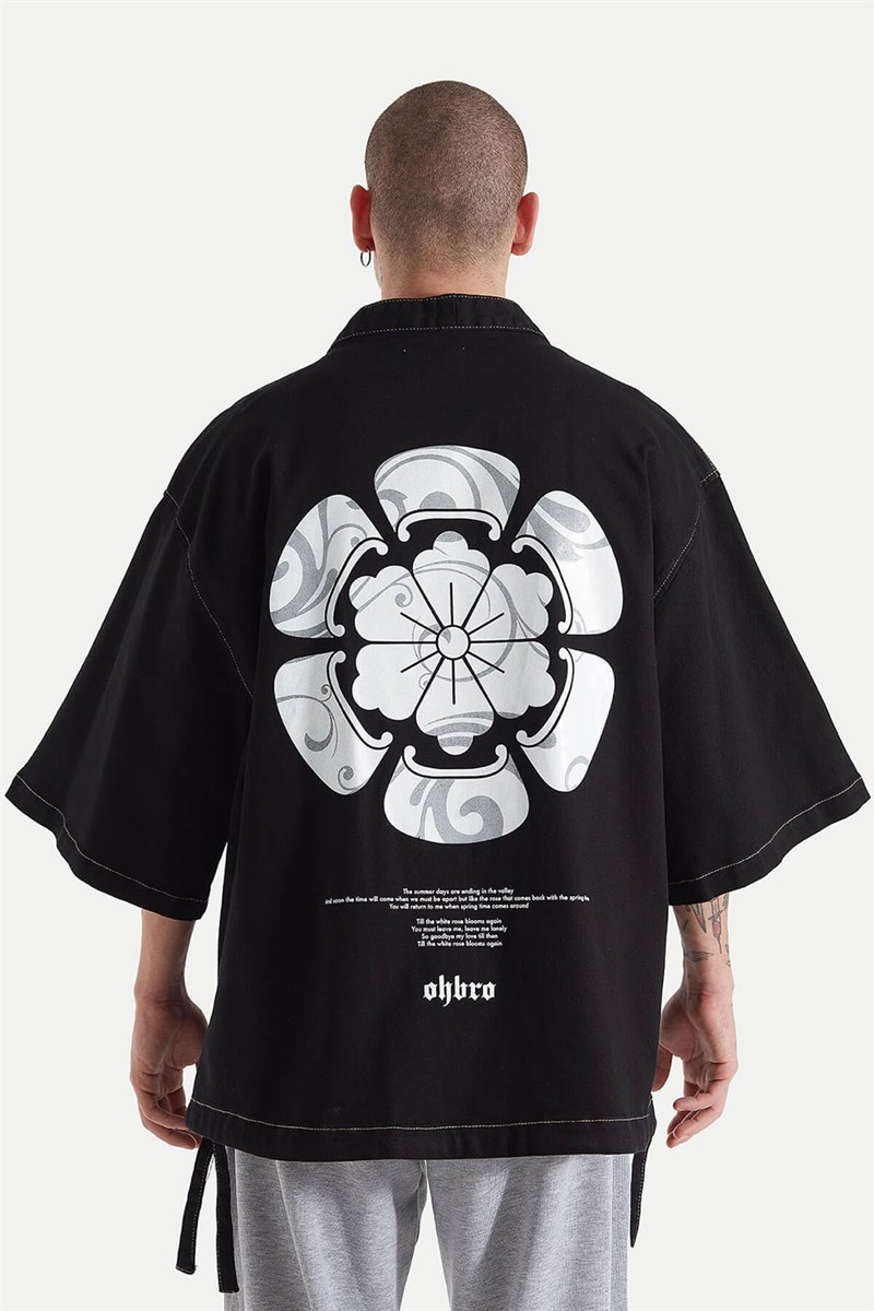 Kot Kimono Ceket - Siyah - YorkshireRoseBaskı