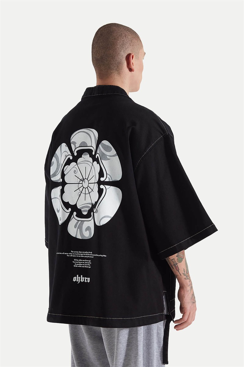 Kot Kimono Ceket - Siyah - YorkshireRoseBaskı