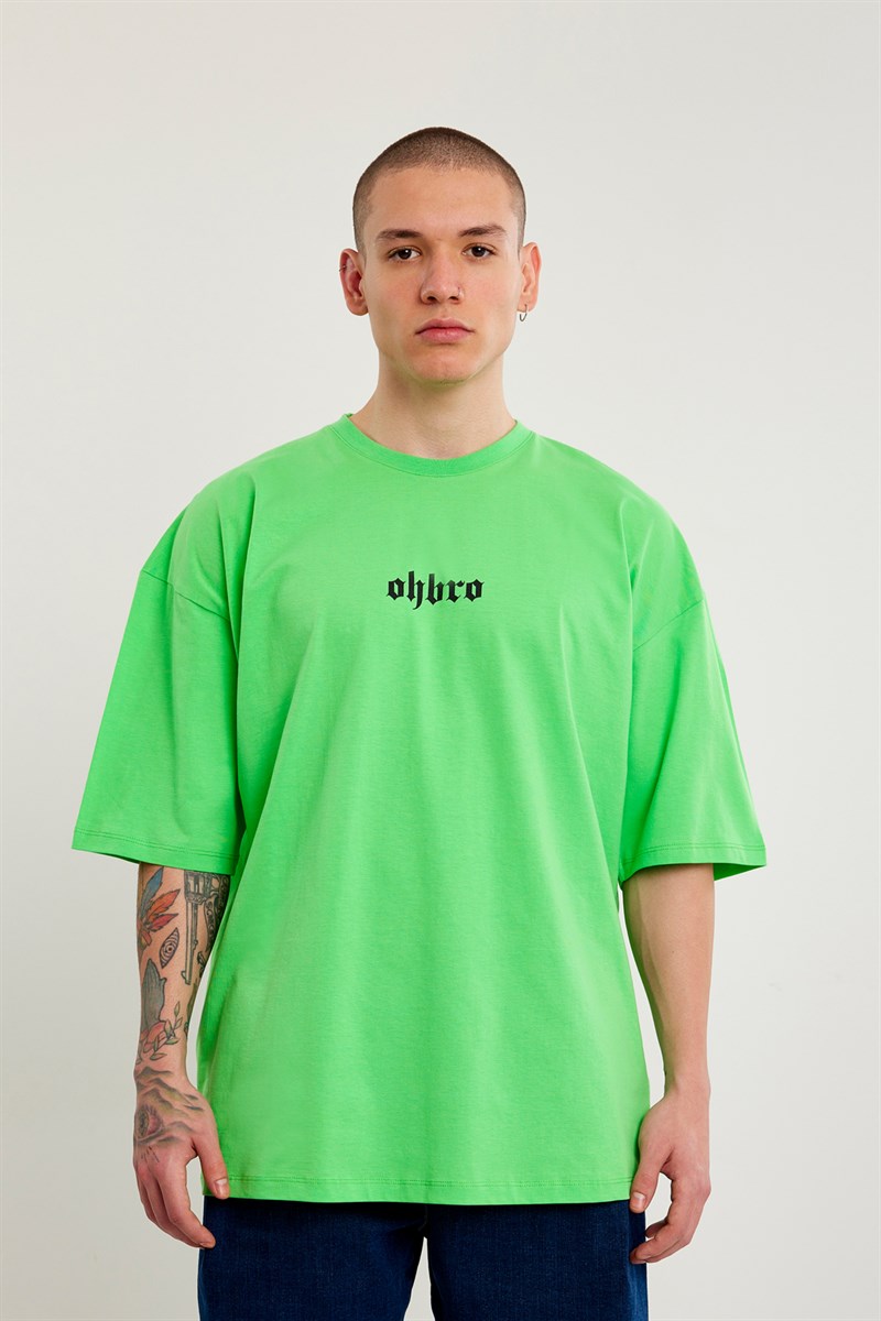 Oversize Basic Tişört - Açık Yeşil