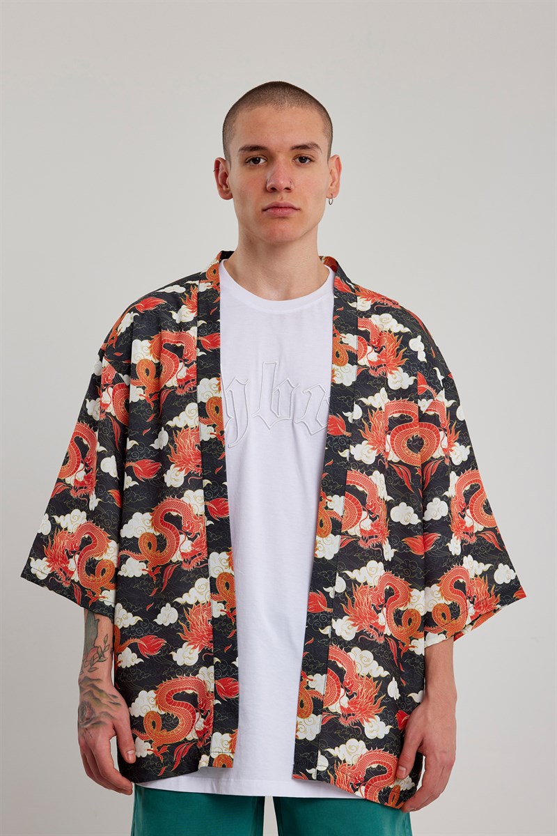 Desenli Kimono Gömlek - Ejder