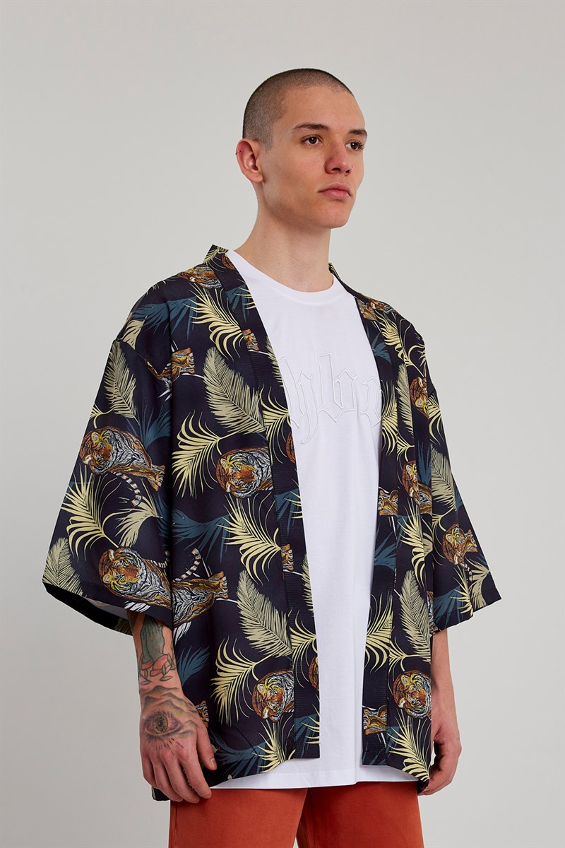 OHBRO Kaplan Allover Baskılı Kimono