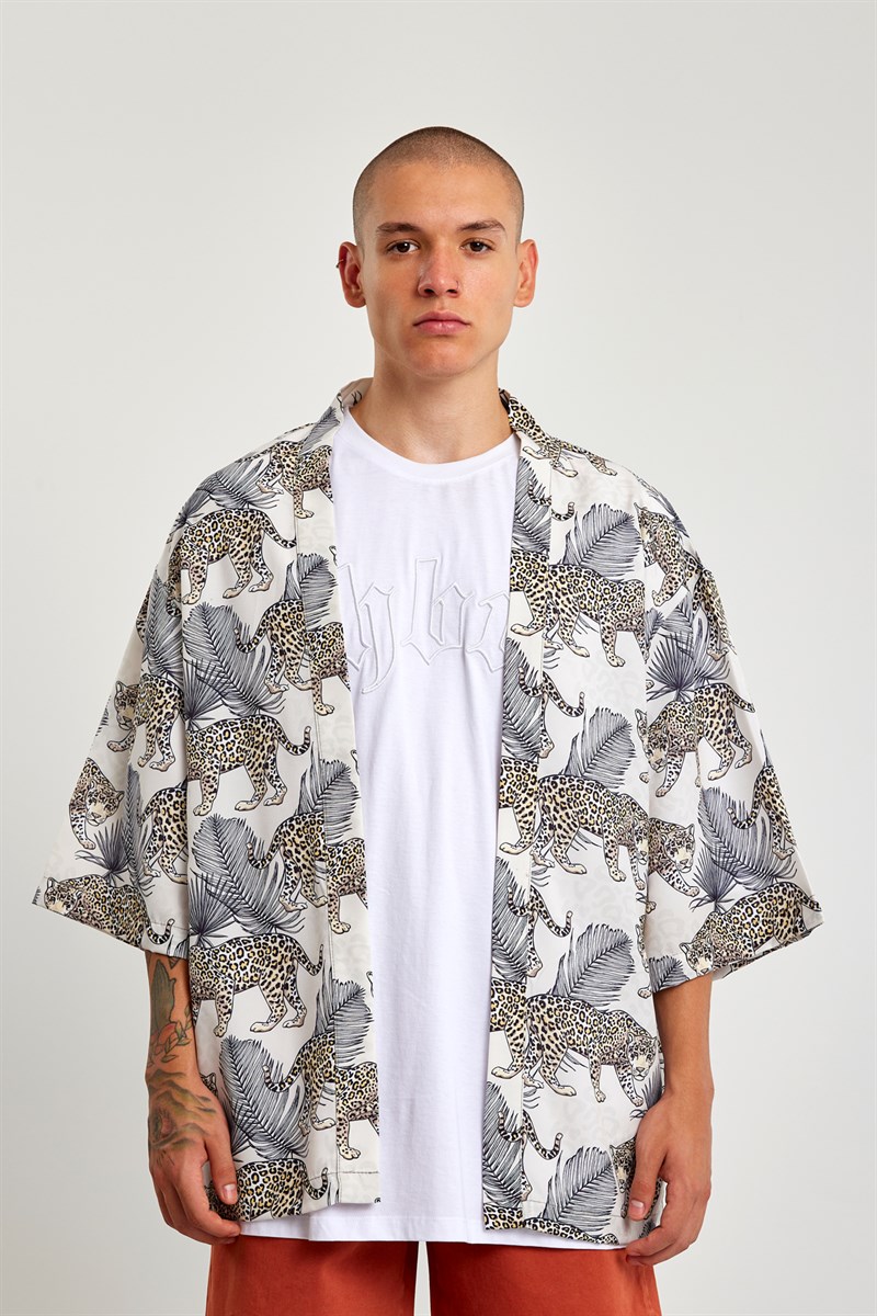 Desenli Kimono Gömlek - Leopar